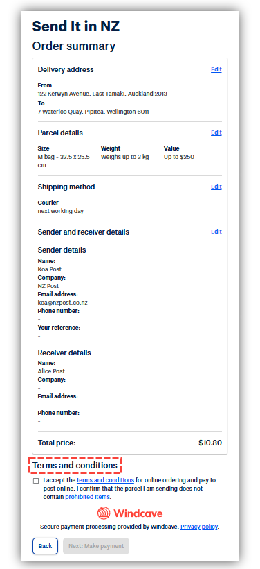 How do I send a parcel using the Send It tool?
